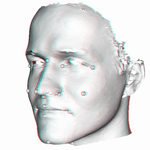 Handplaced landmarks on a 3D face model.